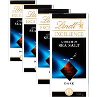 Lindt Excellence Feinherbe Schokolade, Feinherbe mit Meersalz, Intensiver Kakao Geschmack, Dunkle, 100 g (4er Pack)