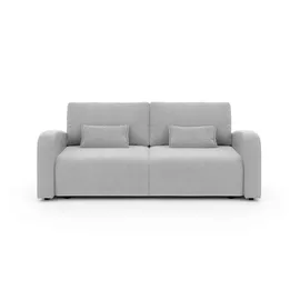 OTTO home 3-Sitzer OTTO HOME "JIGGS wahlweise Schlafsofa mit Bettkasten, Maße B/H/T: 228/96/110 cm", grau (hellgrau), B:228cm H:96cm T:110cm, 100% Polyester, Sofas, Sofa mit Wellenunterfederung, enthält 2 Rückenkissen und 2 Zierkissen