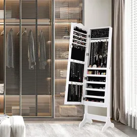 Costway Schmuckschrank mit Ganzkörperspiegel für Make-Up Weiß
