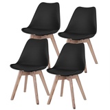 ETC Shop Esszimmerstühle Eiche schwarz Schalenstühle 4er Set Küchenstühle Holz, Kunststoff, PP Sitzpolster, PU Leder, BxTxH 48x42x82 cm, 4er Set