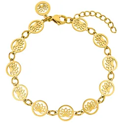 Purelei Armband Recognition mit eingesetzten Lotusblüten-Coins Armbänder & Armreife   Damen 