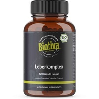 Biotiva Leber Komplex pflanzlich 500mg - 120 Kapseln - Mariendistel, Artischocke, Löwenzahn - Bio-Kurkuma - 80% Silymarin - Ohne Zusätze - vegan - Made in Germany