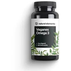 Omega 3 vegan aus Algenöl - 90 Kapseln - Hochdosiert mit hochwertigem EPA und DHA (in Triglycerid-Form) - für Veganer, Laborgeprüft, nachhaltig und vor Natur aus schadstoffarm 90 St