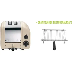 Classic Toaster Premium 2-Schlitz inkl. Gratis Brötchenaufsatz Creme