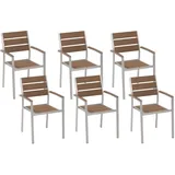 Beliani Gartenstuhl Heller Holzfarbton Silber 57x54x88