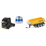 Siku 6737, Volvo FH16 LKW & 6734, 3-Achs-Kippsattelauflieger, 1:32, Metall/Kunststoff, Gelb, Ferngesteuert, CONTROL-LKW CONTROL-Fahrzeuge mit Anhängerkupplung geeignet