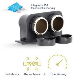 CARTREND 10448 Steckdose Auto, Wohnwagen und Reisemobil 2-Port mit Kabel, 8000 mA