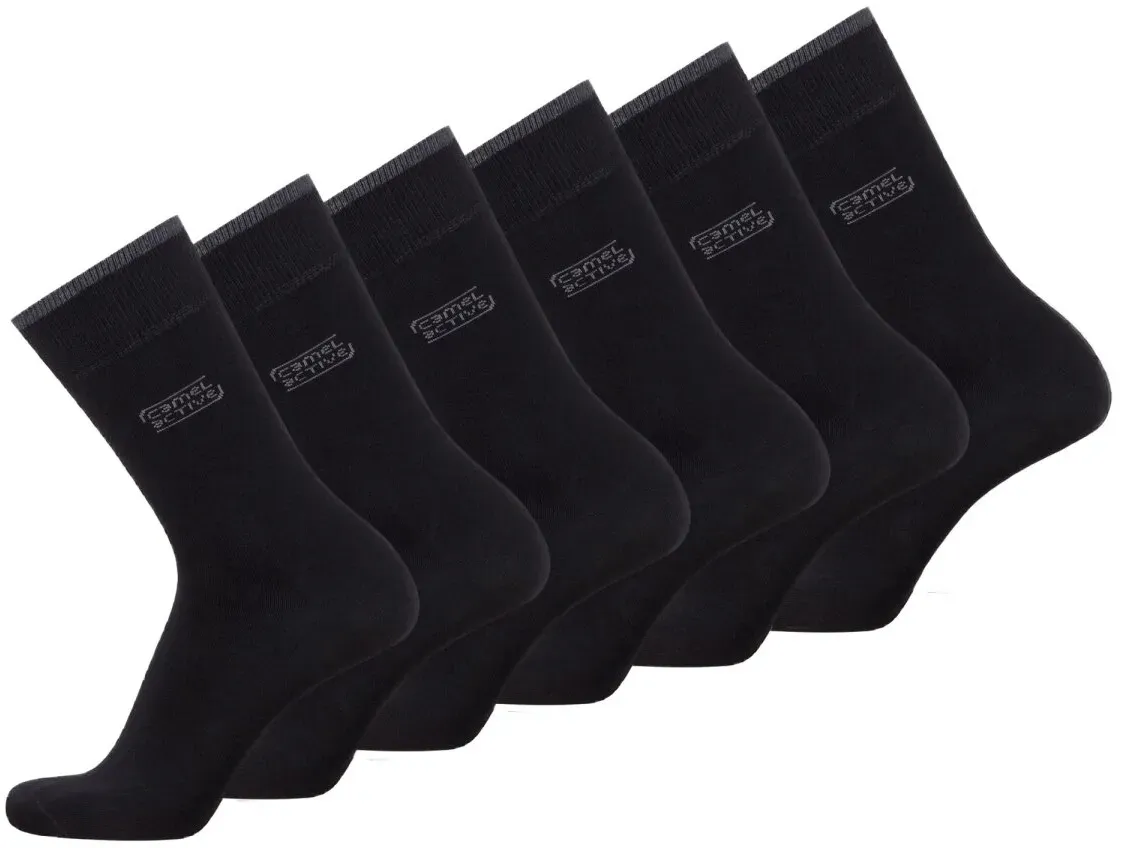 camel active Herren Socken, 6er Pack - Kurzsocken, Basic Schwarz 43-46