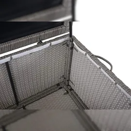 Mendler Poly-Rattan Kissenbox HWC-D88, Gartentruhe Auflagenbox Truhe ~ Premium grau, 80x160x94cm 950l