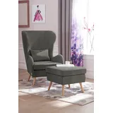 Guido Maria Kretschmer Home & Living Sessel "Salla auch in Fellimitat und Feincord, viele Bezugsarten, Ohrensessel", grau (anthrazit), B:78cm H:118cm T:94cm, Samtcord (92% Polyester 8% Polyamid), Struktur (100% Polyester), Struktur Hahnentritt (100% Polyester), Struktur fein (100%
