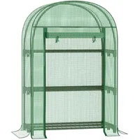 Foliengewächshaus Balkon mit 4 Ablagen Mini Gewächshaus Treibhaus Tomatenhaus Pflanzenhaus Frühbeet Metall Grün 80 x 49 x 120 cm