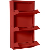 DRW Schuhschrank mit 3 Schubladen und Belüftungsöffnungen aus Metall in Rot 50 x 15 x 130 cm, Mehrfarbig, estandar