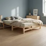 Homestyle4u Holzbett 120 x 200 cm Braun