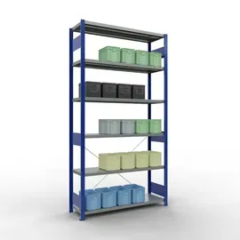 Schulte Lagertechnik Fachbodenregal Stahlblech 2500 x 1300 x 400 mm enzianblau/verzinkt