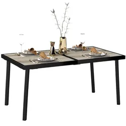 Outsunny Gartentisch PSPC-Kunststoff, Stahl
