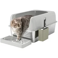 PawHut Katzentoilette mit Deckel, Katzenklo mit Schaufel, Wanne aus