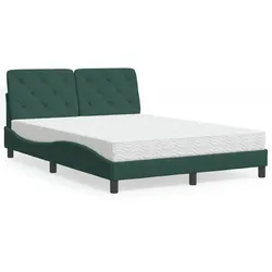 Bett mit Matratze – Dunkelgrün, 120x200 cm, Samt – Stilvoller Schlafkomfort