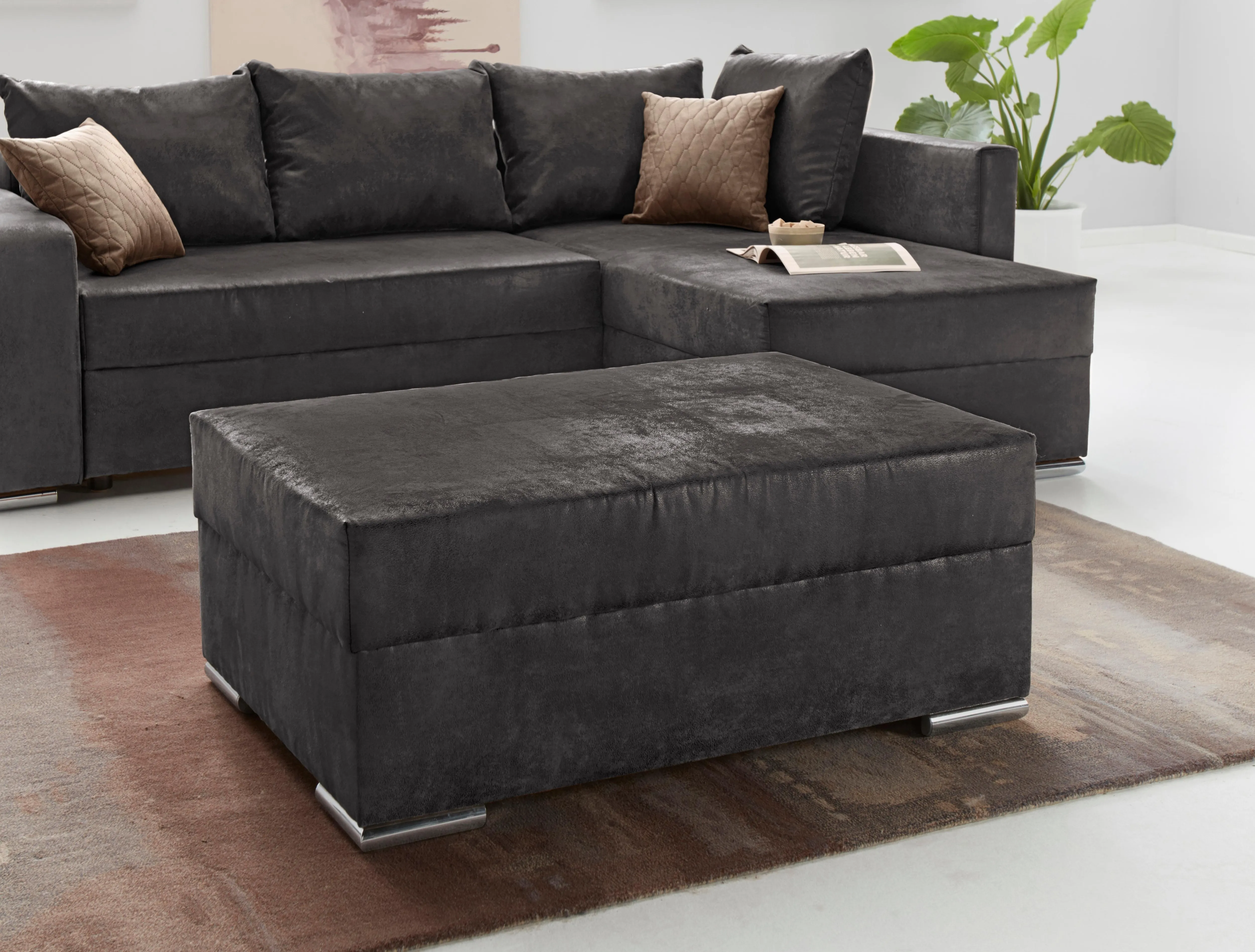 COLLECTION AB Hocker »John«, Frei im Raum stellbar, wahlweise mit Federkern COLLECTION AB schwarz