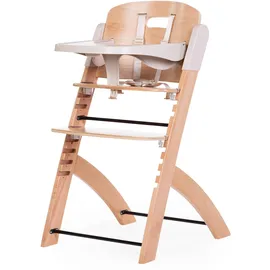 Childhome CHILDHOME, Hochstuhl für Babys, mitwachsend : von 0 Monaten bis 85KG, Inklusive Tablett, Buchenholz, Bügel, Sicherer 5-Punkt-Gurt, Unsichtbare Schrauben, Evosit Natur Beige