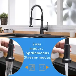 Spiral Wasserhahn Küche mit Brause 360° schwenkbar - Mischbatterie