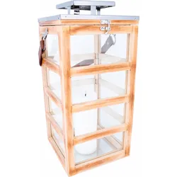 Kerzenlaterne HOME AFFAIRE, beige (natur), B:30cm H:50,5cm T:30cm, Holz teilmassiv, Metall, Glas, Kerzenhalter