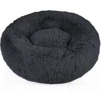 Intirilife Haustierbett in Grau Durchmesser 80 cm - Weiches rundes rutschfestes Hundebett Katzenbett Kissen komfortables Hundesofa Katzensofa für Hunde und Katzen
