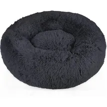 Intirilife Haustierbett in Grau Durchmesser 80 cm - Weiches rundes rutschfestes Hundebett Katzenbett Kissen komfortables Hundesofa Katzensofa für Hunde und Katzen