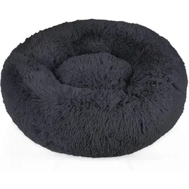 Intirilife Haustierbett in Grau Durchmesser 80 cm - Weiches rundes rutschfestes Hundebett Katzenbett Kissen komfortables Hundesofa Katzensofa für Hunde und Katzen