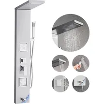 Vevor Duschpaneel-Turmsystem (5 Modi) mit Regenwasserfall-Duschkopf, (1345 mm) Duschsäule aus 304 Edelstahl, Regenmassagesystem zur Wandmontage, mit Handbrause & Wannenauslauf & 2 Körperdüsen