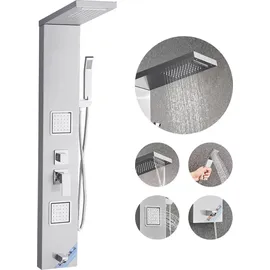 Vevor Duschpaneel-Turmsystem (5 Modi) mit Regenwasserfall-Duschkopf, (1345 mm) Duschsäule aus 304 Edelstahl, Regenmassagesystem zur Wandmontage, mit Handbrause & Wannenauslauf & 2 Körperdüsen