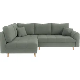 Home Affaire Ecksofa HOME AFFAIRE "CHARRE L-Form mit Ottomane, Maße B/T/H: 231/161/81 cm", grün (mint), B:231cm H:81cm T:161cm, 100% Polyester, Sofas, Ecksofa, feine Steppung, lose Rücken- und Zierkissen, auch in Cord und Bouclé
