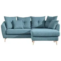 Carryhome Ecksofa, Hellblau, Textil, Buche, massiv, 3-Sitzer, Füllung: Polyester, seitenverkehrt montierbar, L-Form, 210x156 cm, Fußauswahl, Stoffauswahl, Rücken echt, Wohnzimmer, Sofas & Couches, Wohnlandschaften, Ecksofas