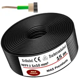 MAS-Premium Erdkabel Deutscher Marken-Elektrokabel Ring zur Verlegung im Erd- und Außenbereich Standard Starkstromkabel (NYY-J 1x10 mm2, 15m)