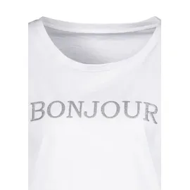VIVANCE T-Shirt mit Frontdruck "Bonjour" Weiß 40/42