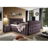 Set One by Musterring Boxspringbett »Richmond«, mit Duo-Matratze (H2/H3), versenkbarer TV-Halterung (bis 40 Zoll) und Fernbedienung. Wahlweise mit/ohne Bettkasten, lila aubergine B:203cm L:243cm,