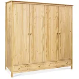 moebel-eins TOBINO Kleiderschrank 4trg, Material Massivholz, Kiefer, Kiefer Natur