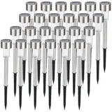 casativo-lighting Wegeleuchte Solar 10,0 cm 24er Set Dämmerungssensor Silber