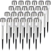 casativo-lighting Wegeleuchte Solar 10,0 cm 24er Set Dämmerungssensor Silber