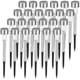 casativo-lighting Wegeleuchte Solar 10,0 cm 24er Set Dämmerungssensor Silber