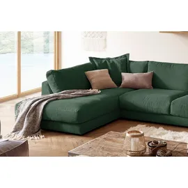 KAWOLA Wohnlandschaft U-Form Madeline Cord Longchair rechts smaragd