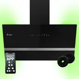 KKT KOLBE Dunstabzugshaube 90 cm 782 cbm/h Umluft Abluft Kopffrei Wandhaube Schwarz Glas Smart WiFi App WLAN RGBW-LED-Beleuchtung EASY9005SM - Schwarz