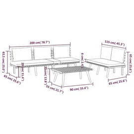 vidaXL 3-tlg. Garten-Lounge-Set mit Kissen braun/weiß