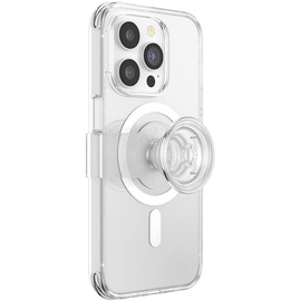PopSockets PopSockets: Backcover mit Popsockets Solid Clear iPhone 14 Pro Smartphone Hülle Weiss