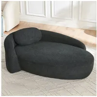 HAUSS SPOLE Schlafsofa mit Kissen,Loungesofa Relaxsofa aus Teddy abgerundeten Ecken,Schwarz, Teddystoff-Sofa, Relaxsofa mit hochelastischem Schaumstoff, Chaiselongue-Loungessel mit angemessener Stützkraft schwarz
