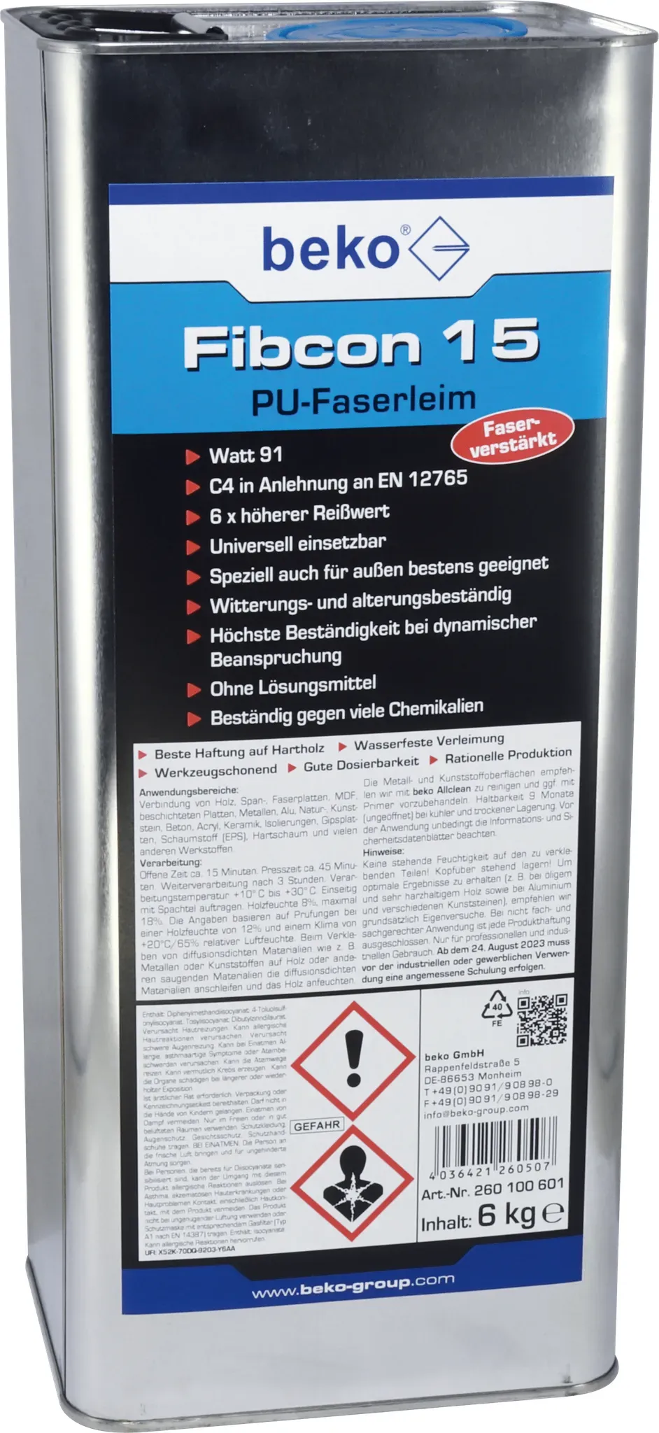 Faser-Konstruktionsklebstoff - beko Fibcon 15 - 6kg