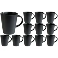 Home4You Kaffeetassen 12er Set, 440 ml - Schwarz matt