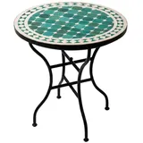 Marrakesch Orient & Mediterran Interior Gartentisch Marokkanischer Mosaiktisch Marrakesch Grün-Beige aus Keramik 60 cm, Handarbeit grün