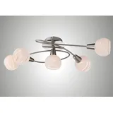 Trango 5-flammig dimmbar LED Deckenleuchte 1001-52SD Deckenlampe in Edelstahl-Look mit Design Gläsern incl. 5x LED Leuchtmittel 3000K warmweiß, Deckenstrahler, Wohnzimmer Lampe, Spots
