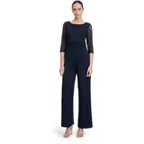 Vera Mont Overall "Damen mit Spitze", Damen, Gr. 36, Normalgrößen, blau (night sky), Jersey, Obermaterial: 95% Polyester, 5% Elasthan; Futter: 100% Polyester, festlich, gerade, U-Boot-Ausschnitt, Overalls Overall, Spitze