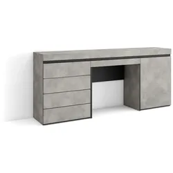 SKRAUT HOME Frisiertisch, Schminktisch, Ablage, 177x35x75 cm, Mit Schublade, Schublade, Moderner Stil, Zementgrau - 454_13